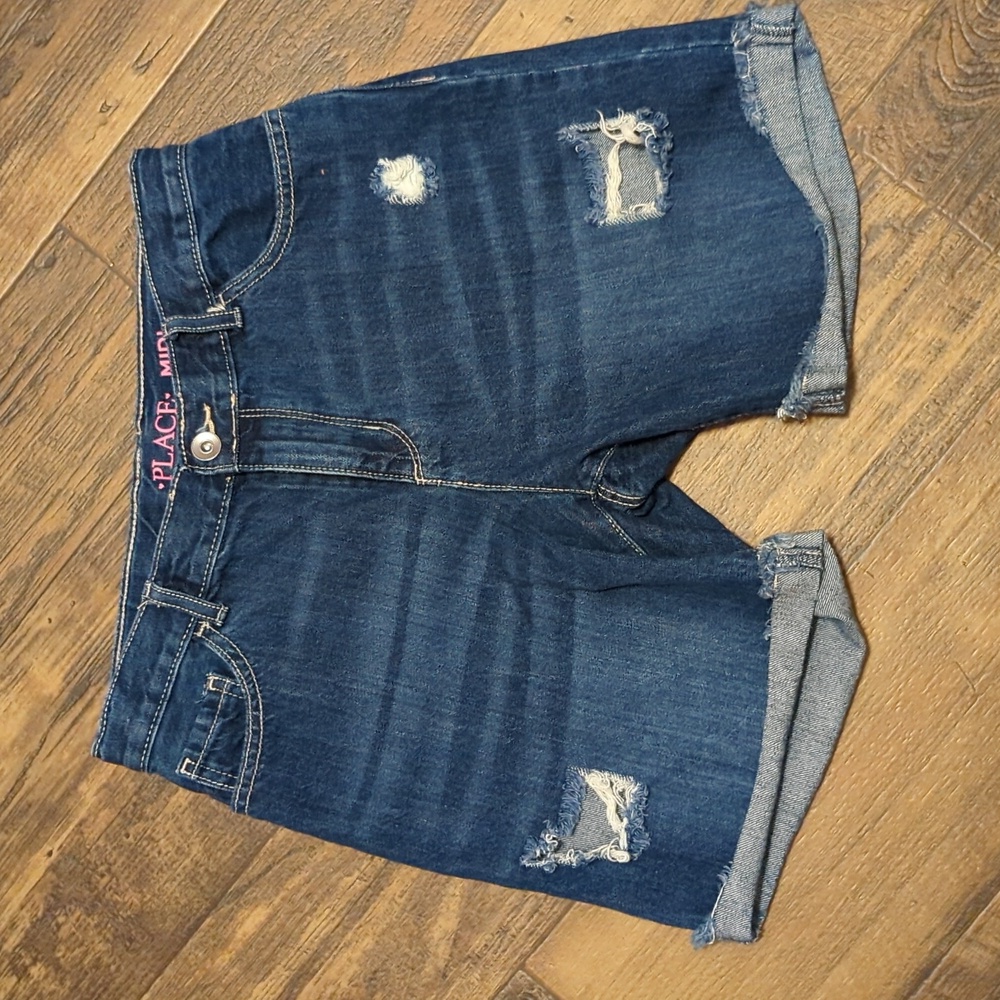 Childrens place midi distressed jean shorts